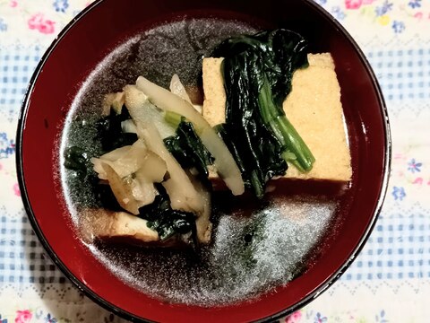 冷凍ごぼうとほうれん草のあつあつ厚揚げ豆腐汁★